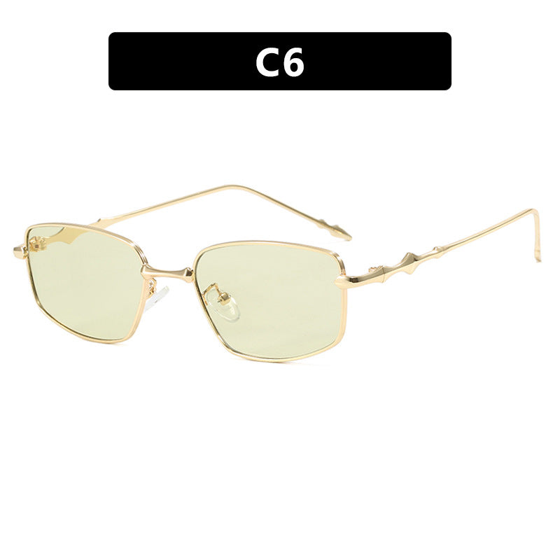 Square irregular sunglasses for men and women, trendy small frame narrow frame sunglasses, new high-end retro sunglasses