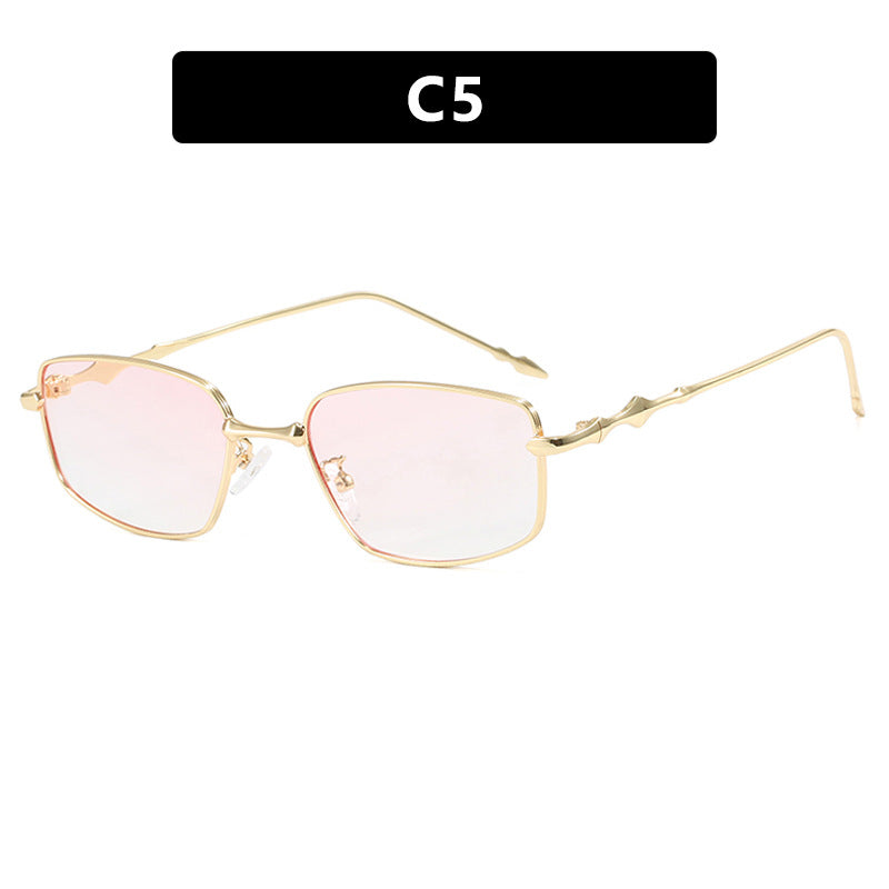 Square irregular sunglasses for men and women, trendy small frame narrow frame sunglasses, new high-end retro sunglasses