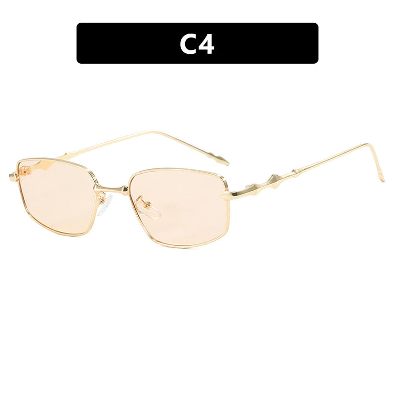 Square irregular sunglasses for men and women, trendy small frame narrow frame sunglasses, new high-end retro sunglasses