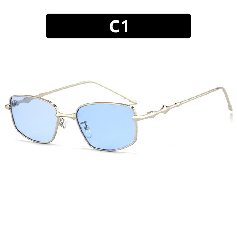 Square irregular sunglasses for men and women, trendy small frame narrow frame sunglasses, new high-end retro sunglasses